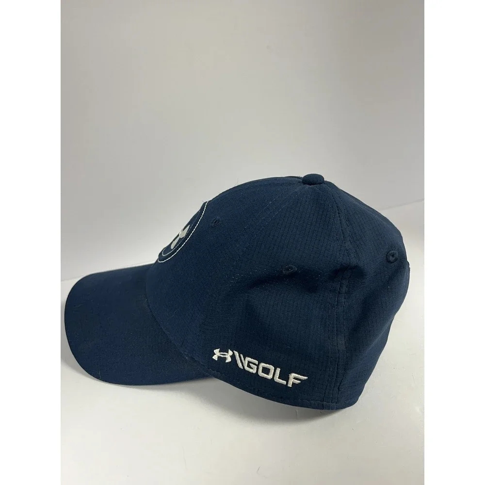 UNDER ARMOUR GOLF Cap Flex Fit Hat Breathable Size‎ MD/LG Navy White Logo